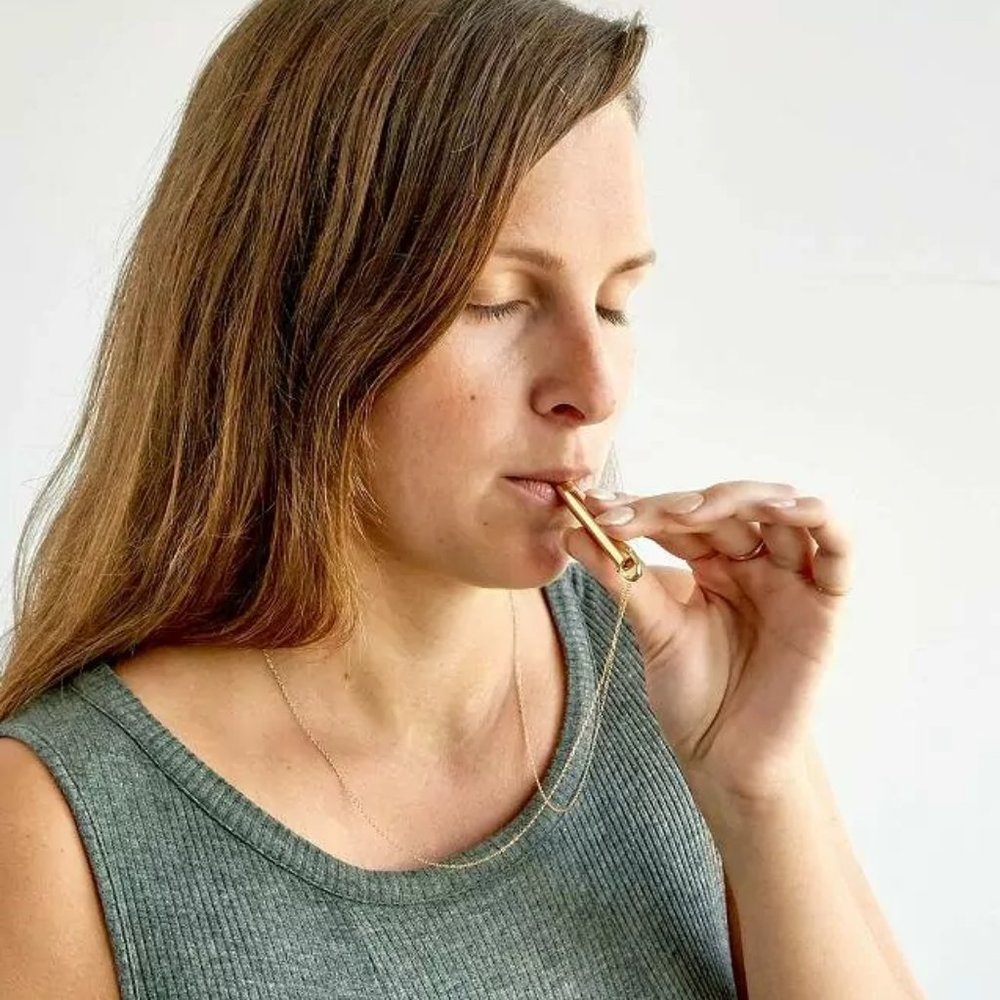 Gold‎ Anti Anxiety Breathing Necklace Meditation Tool Stress Relief, Relaxing